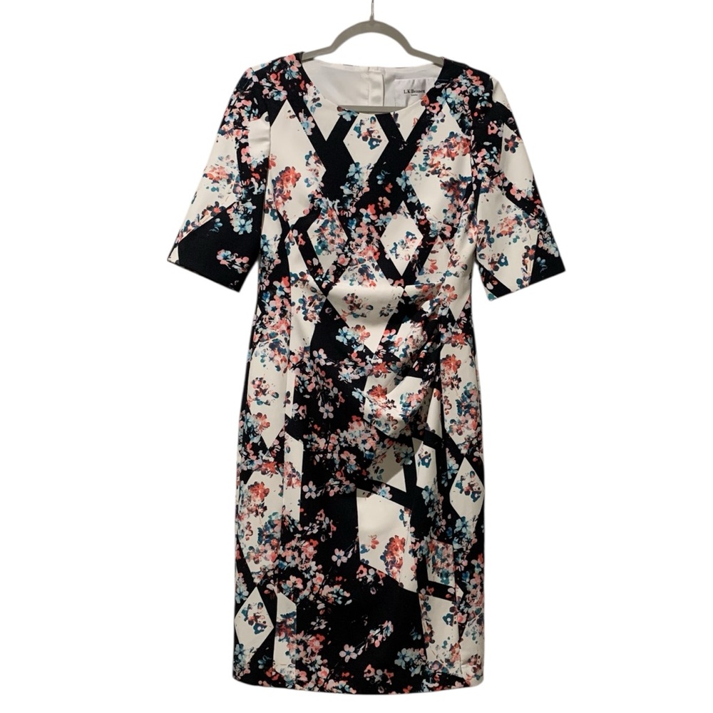L.K. Bennet Crystal Floral Sheath Dress Short Sleeves 8 - Picture 3 of 10